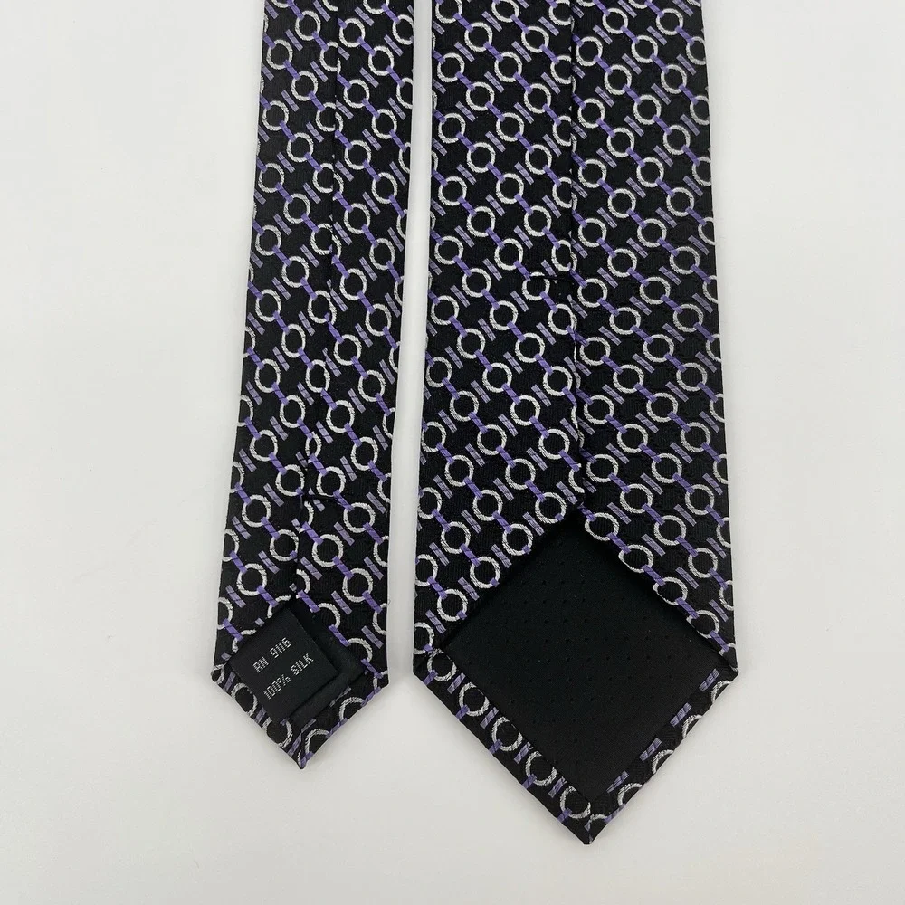 J.S. Blank & Company Men's 100% Silk Tie Black Purple Designer